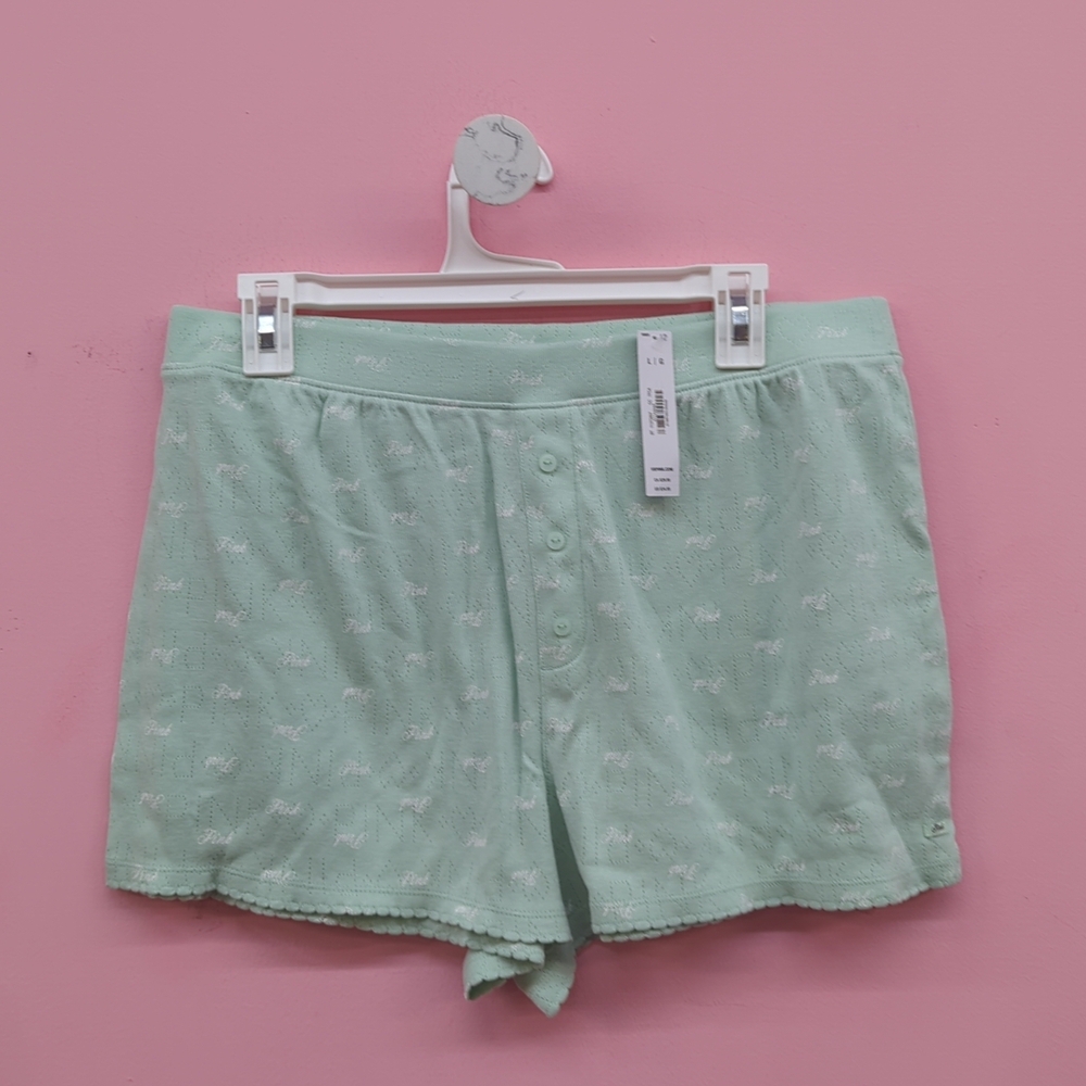 Victoria Secret PINK Pointelle Boxer Shorts Large Mint Green